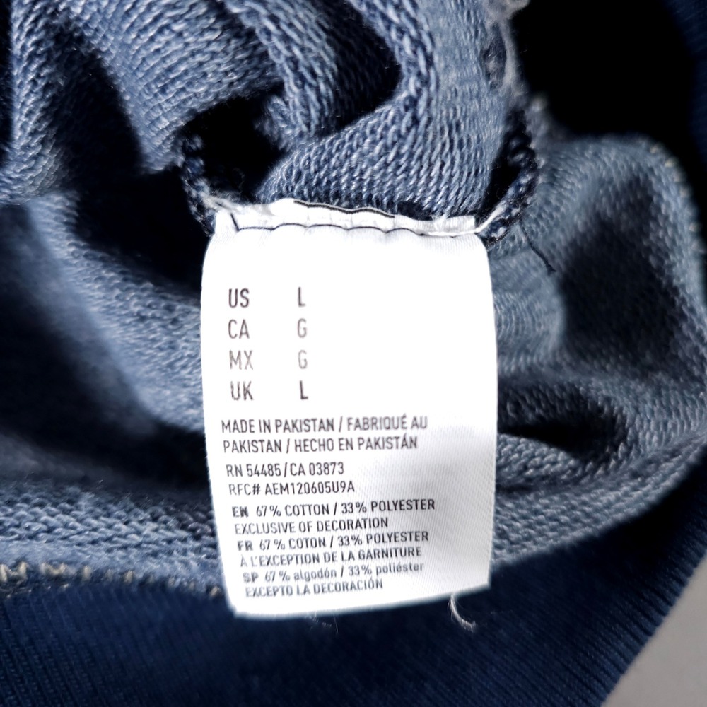 American Eagle Hoodie Mens Large Blue Southwestern Tribal Print Pullover Fleece - Picture 3 of 6
